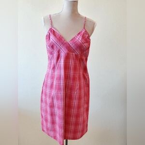 Vtg 92k Xhileration Pink Plaid Babydoll Midi Dress Juniors Womans Large
